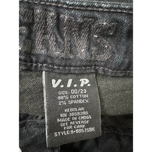 V.I.P. VIP Jeans Juniors Black Extra Ripped Fray Skinny Denim Jeans Size 00 - Picture 5 of 9